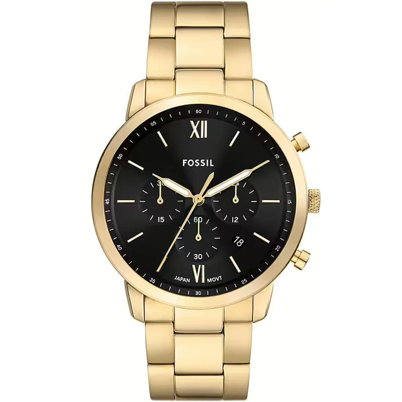 Fossil Neutra 44mm Chronograph Black Dial Steel Mens Quartz Watch FS6093