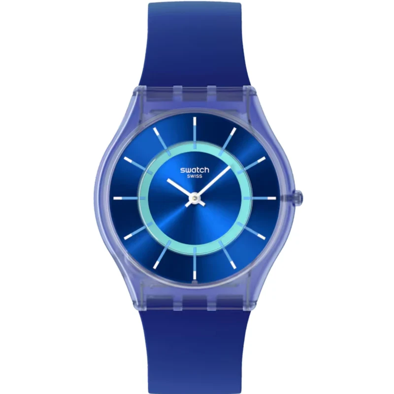 Swatch Jammy Grape Dream Blue Dial Silicone Strap Watch SS08I100