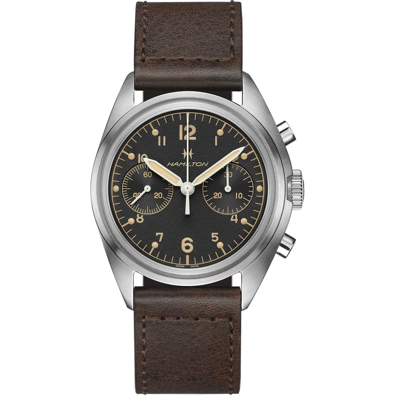 Hamilton Khaki Aviation Pilot Pioneer 43mm Black Dial Leather Mens Mechanical Watch H76409530