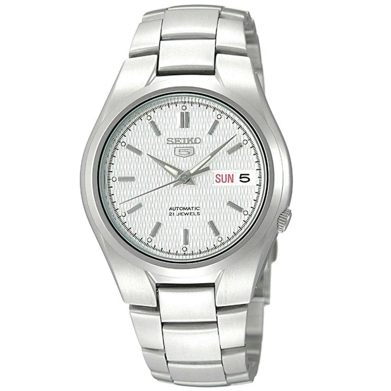 Seiko 5 Classic 37mm Silver Dial Steel Mens Automatic Watch SNK601K1