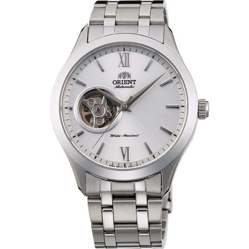 Orient Contemporary 38.5mm Open Heart Silver Dial Steel Mens Automatic Watch TAG03001W0