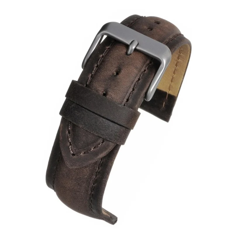 LBS Vintage Heavy Padded Brown Leather Men's Strap W972/18