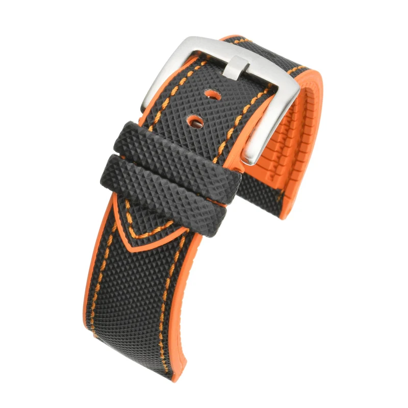 LBS Black/Orange Prem With Proof Hybrid Watch Strap WS251/20