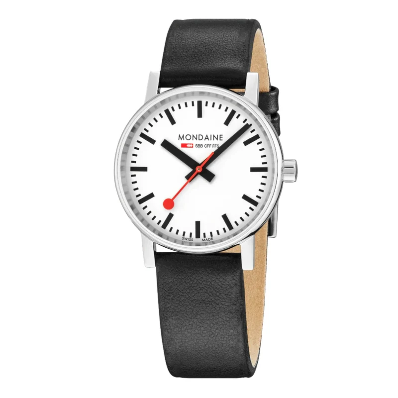Mondaine Evo2 35mm White Dial Leather Quartz Watch MSE.35110.LBV