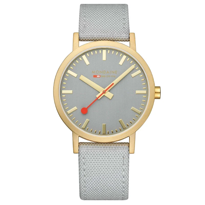 Mondaine Classic 40mm Grey Dial Textile Quartz Watch A660.30360.80SBU