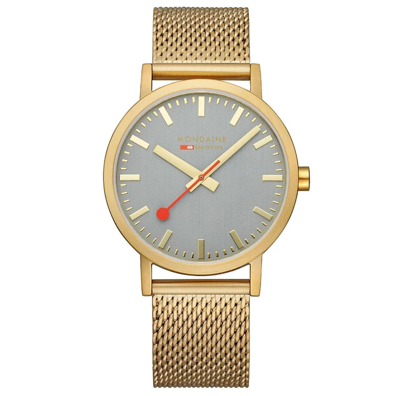 Mondaine Classic 40mm Grey Dial Steel Quartz Watch A660.30360.80SBM