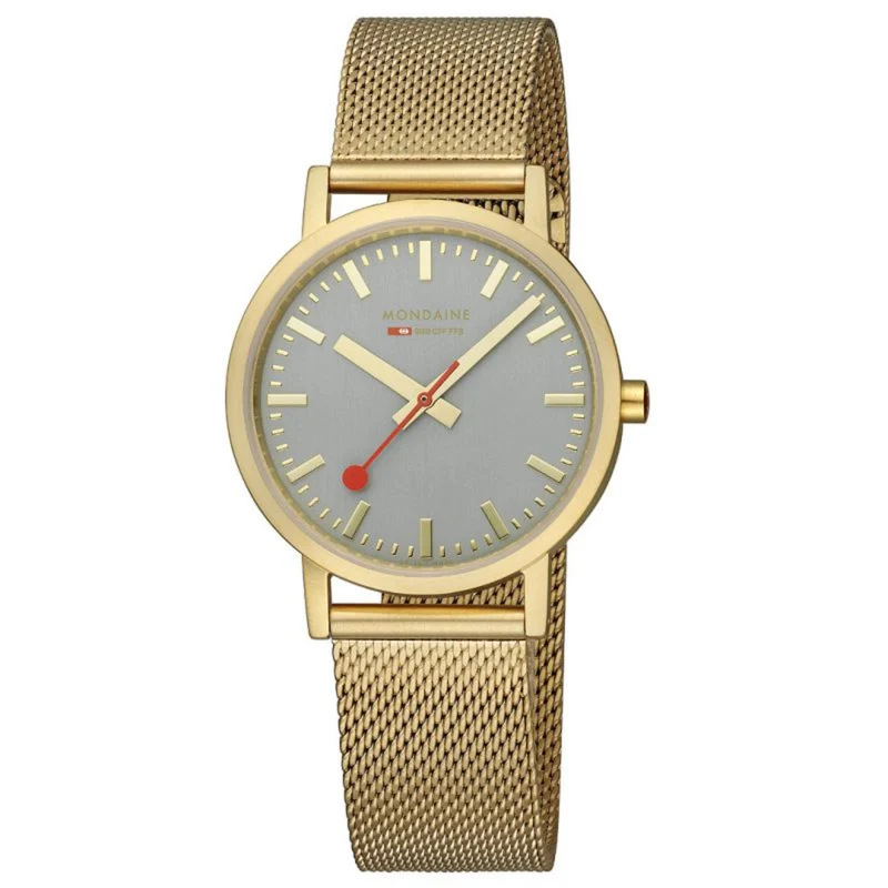 Mondaine Classic 36mm Gray Dial Steel Quartz Watch A660.30314.80SBM