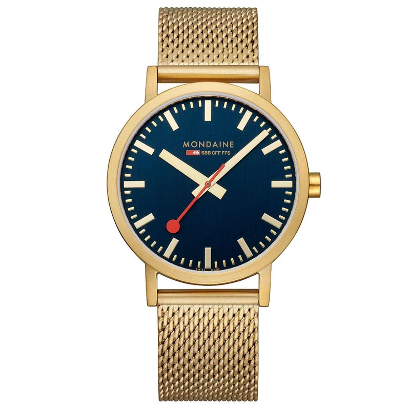 Mondaine Classic 40mm Blue Dial Steel Quartz Watch A660.30360.40SBM