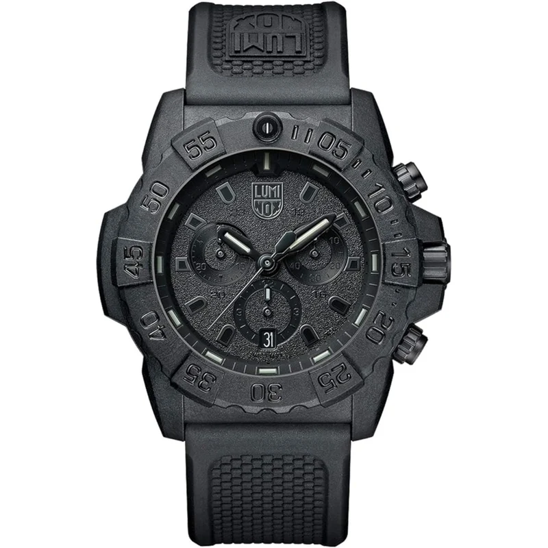 Luminox Navy SEAL 45mm Chronograph Black Dial Rubber Mens Quartz Watch XS.3581.BO
