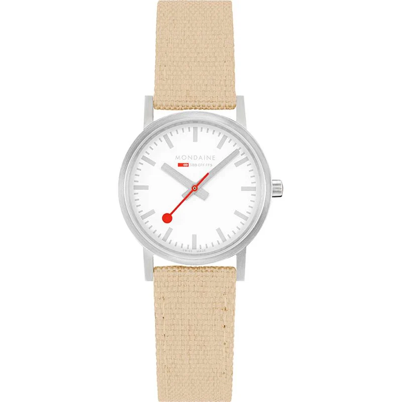 Mondaine Classic Quartz White Dial Textile Strap Ladies Watch A658.30323.17SBK