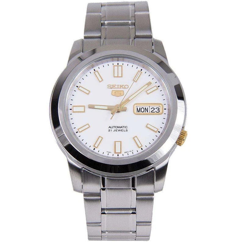Seiko 5 39mm White Dial Steel Men's Automatic Watch SNKK07K1