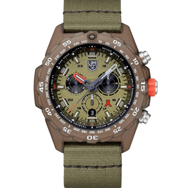 Luminox Bear Grylls 45mm Chronograph Green Dial Ocean-Bound Mens Quartz Watch XB.3757.ECO