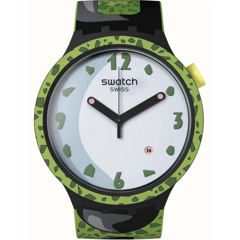 Swatch Big Bold 47mm White Dial Silicone Quartz Watch SB01Z401