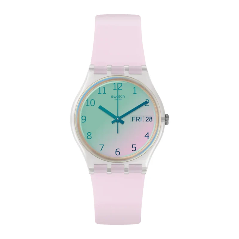 Swatch Ultrarose White Dial Silicone Strap Watch GE714
