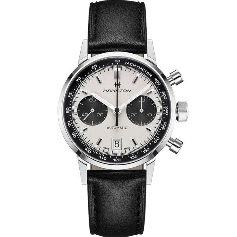 Hamilton American Classic 40mm Chronograph White Dial Leather Mens Automatic Watch H38416711
