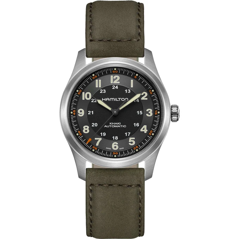 Hamilton Khaki Field 38mm Black Dial Leather Mens Automatic Watch H70205830