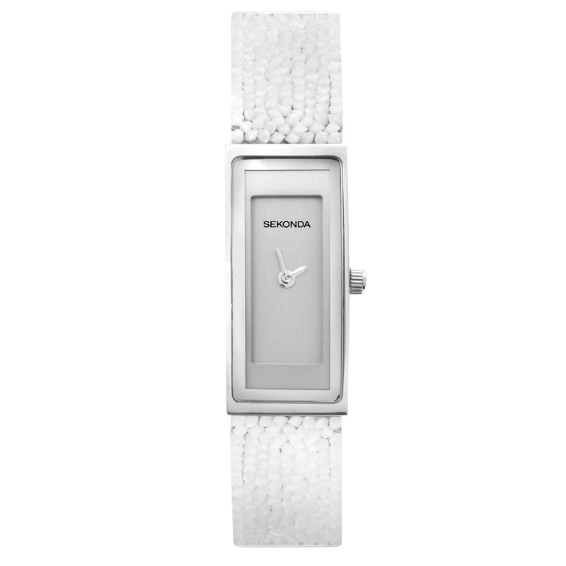 Sekonda Pastel Rocks Quartz Silver Dial White Strap Ladies Watch 40374