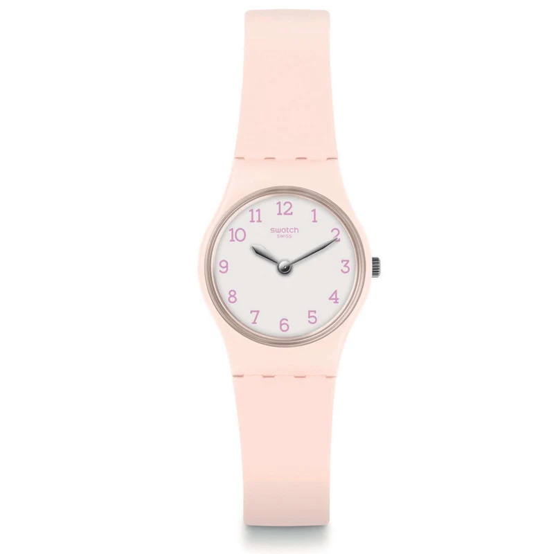 Swatch Original Gent Pinkbelle White Dial Silicone Strap Ladies Watch LP150