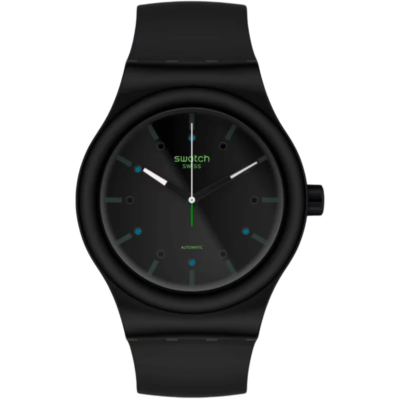 Swatch AM51 Automatic Black Dial Bio Sourced Strap Watch SO30B400