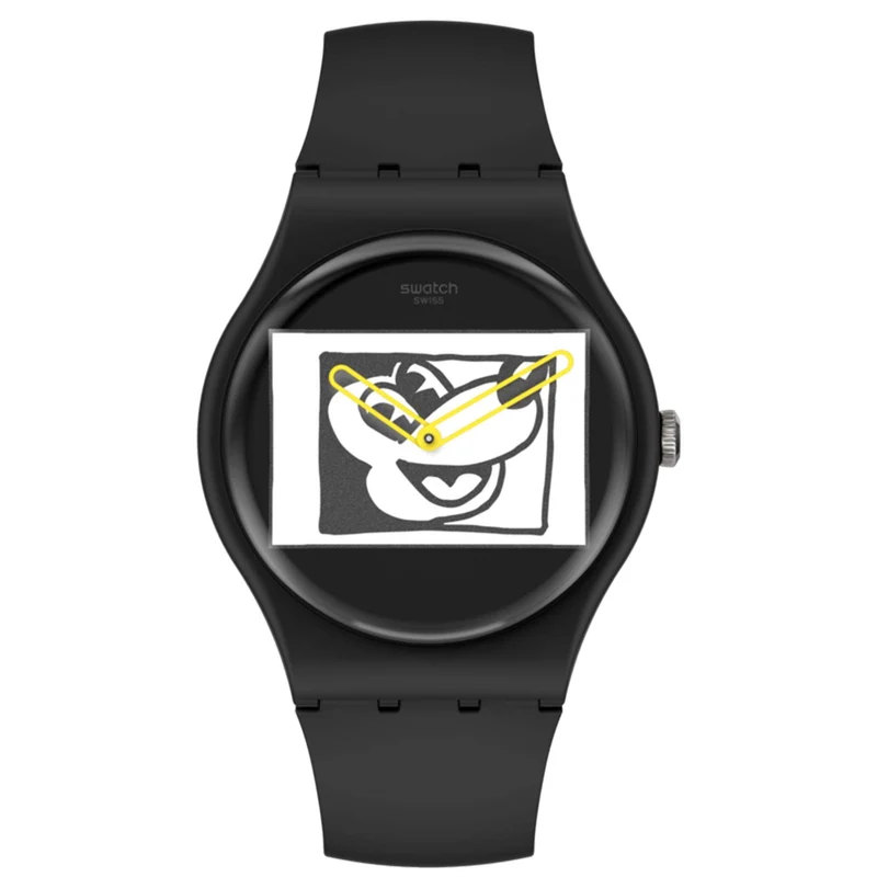 Swatch Originals 41mm Black Dial Silicone Quartz Watch SUOZ337