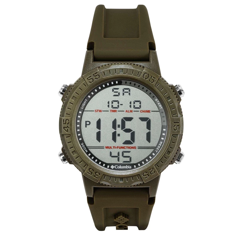 Columbia Exclusive Peak Patrol Quartz Digital Dial Olive Green Strap Men's Watch CSS14-002