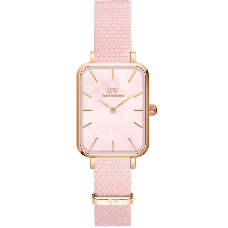 Daniel Wellington Quadro 20mm Pink Dial Fabric Ladies Quartz Watch DW00100509