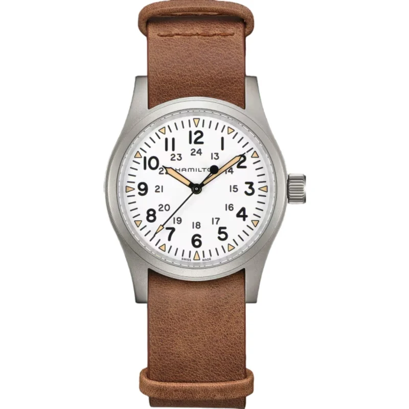 Hamilton Khaki Field 38mm White Dial Leather Mens Mechanical Watch H69439511