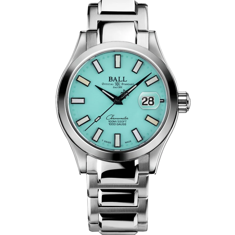 BALL Engineer III Marvelight 40mm Chronometer Turquoise Dial Steel Strap Mens Automatic Watch NM9026c-S44C-TQR