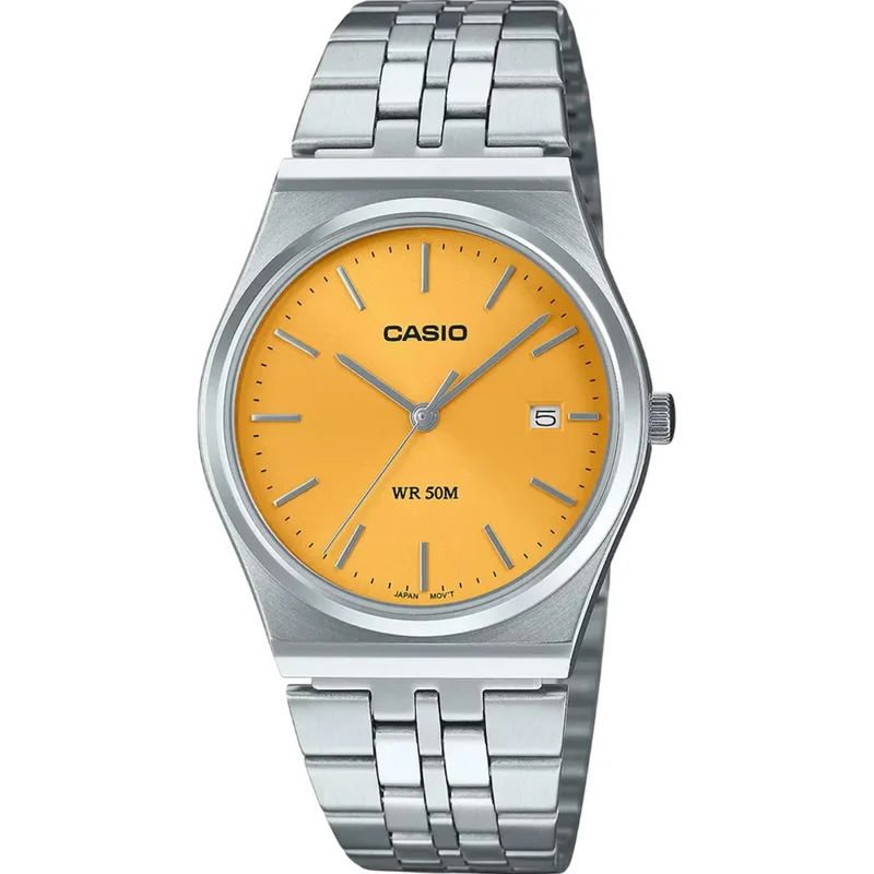 Casio MTP Series Standard Yellow Dial Steel Strap Men's Watch MTP-B145D-9AVEF