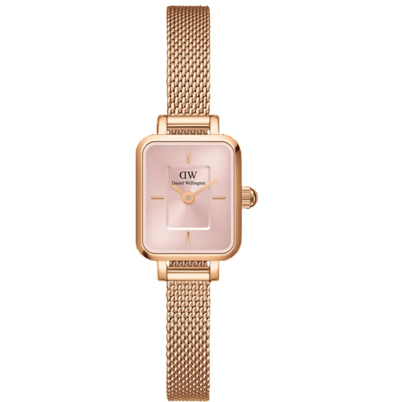 Daniel Wellington Quadro 15mm Pink Dial Steel Ladies Quartz Watch DW00100650