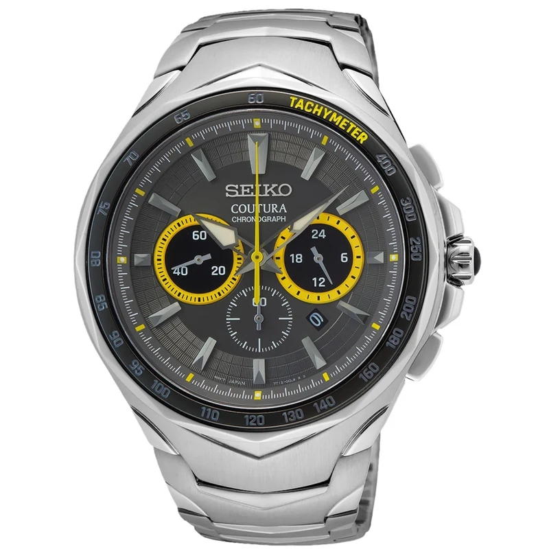 Seiko Coutura Quartz Chronograph Black Dial Stainless Steel Strap Men's Watch SRWZ27P9