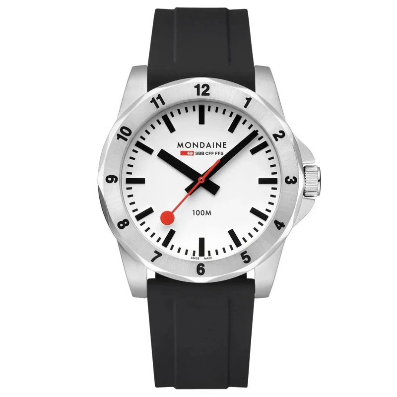 Mondaine Numeri 42mm White Dial Silicone Mens Quartz Watch MSN.4211B.RB
