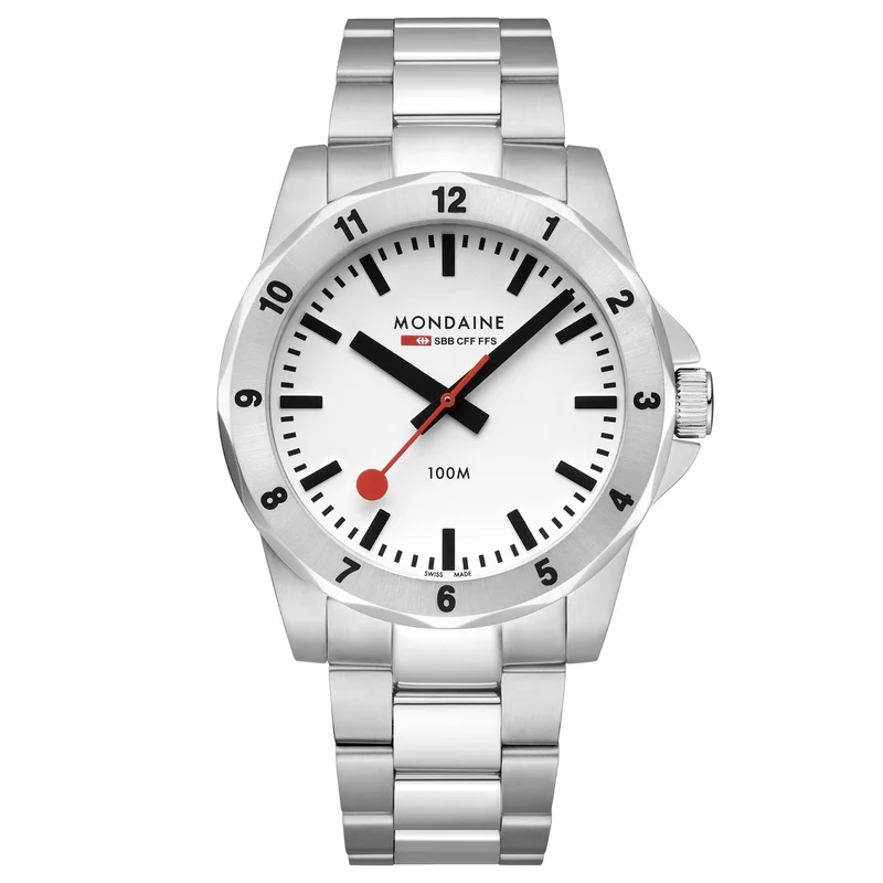Mondaine Numeri 42mm White Dial Steel Mens Quartz Watch MSN.4211B.SK