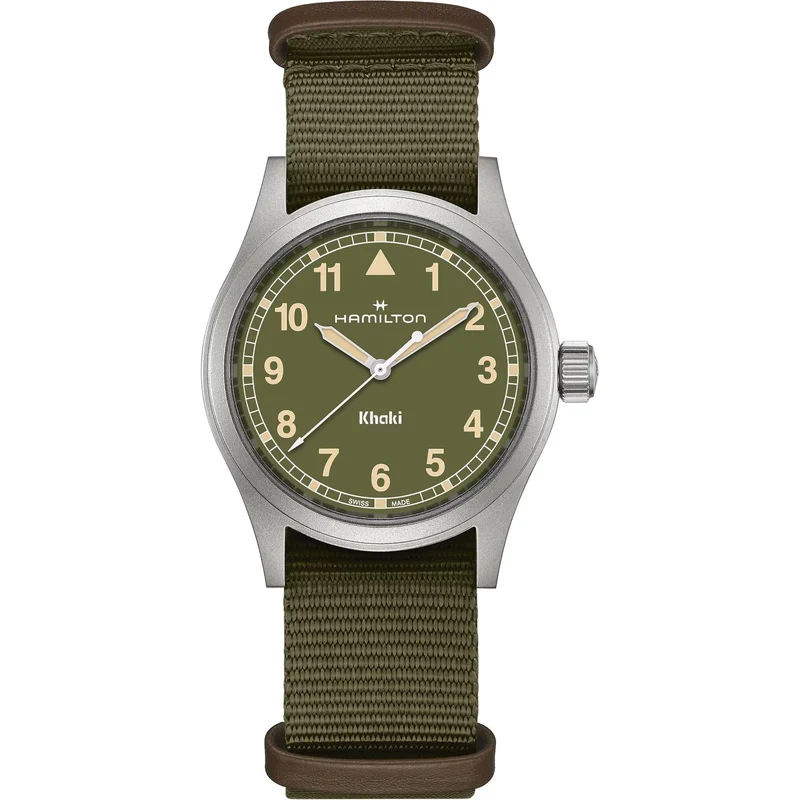 Hamilton Khaki Field 38mm Green Dial Steel NATO Quartz Watch H69401960