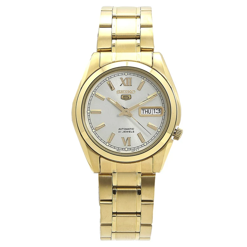 Seiko 5 Classic 37mm White Dial Steel Mens Automatic Watch SNKL58K1