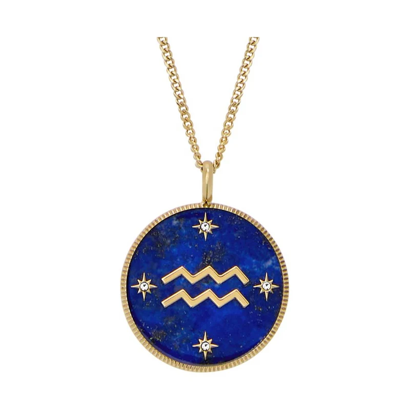 Fossil Written in the Stars Blue Lapis Aquarius Pendant Ladies Necklace JF04849710