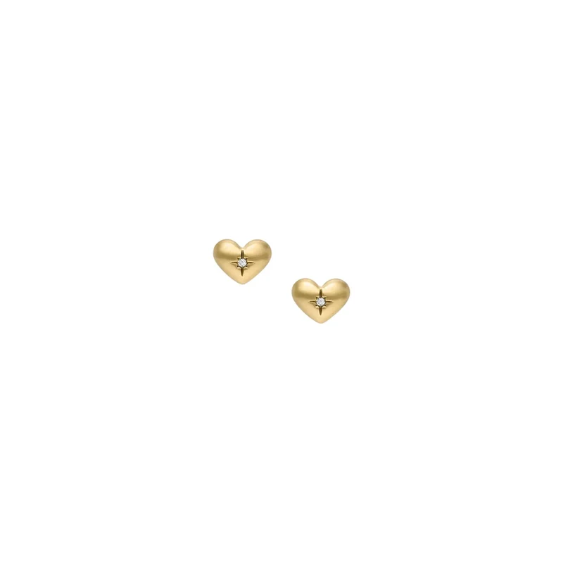 Fossil Sadie All My Love Gold-Tone Stainless Steel Heart Stud Ladies Earrings JF04832710