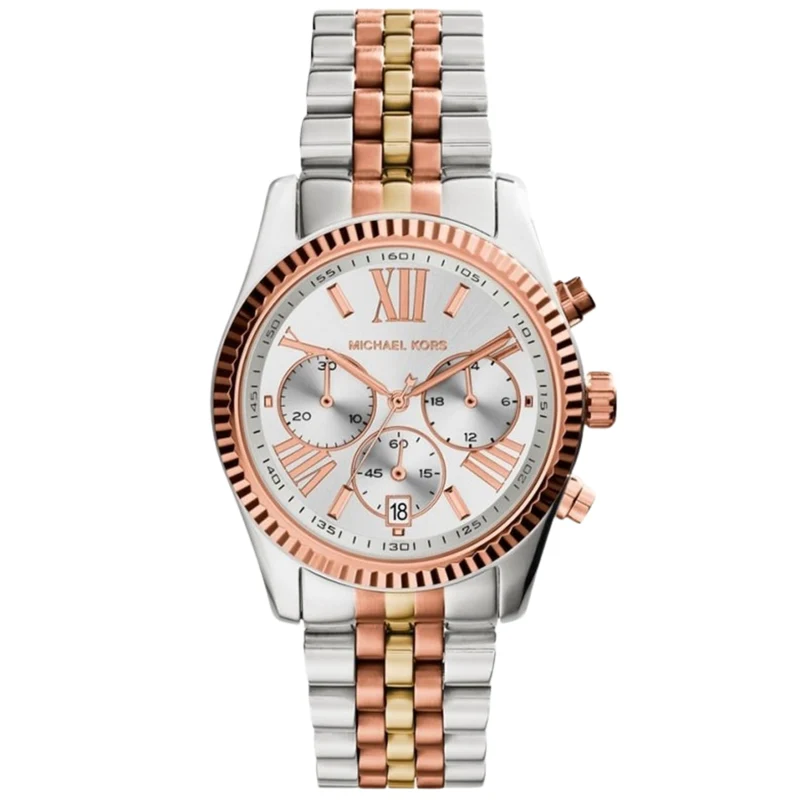 Michael Kors Lexington 38mm Chronograph Silver Dial Steel Ladies Quartz Watch MK5735