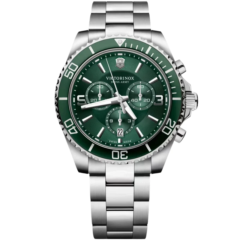 Victorinox Maverick 43mm Chronograph Green Dial Steel Mens Quartz Watch 241946