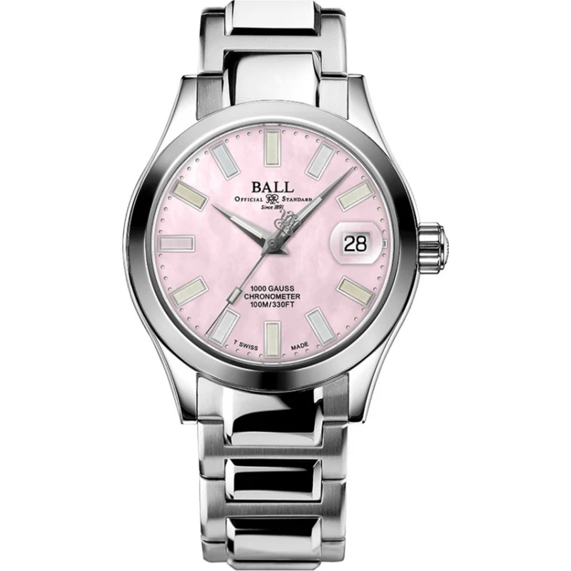 Ball Engineer III Marvelight Chronometer Automatic Pink Mother of Pearl Dial Steel Strap Women's Watch NL9616C-S1C-PKR