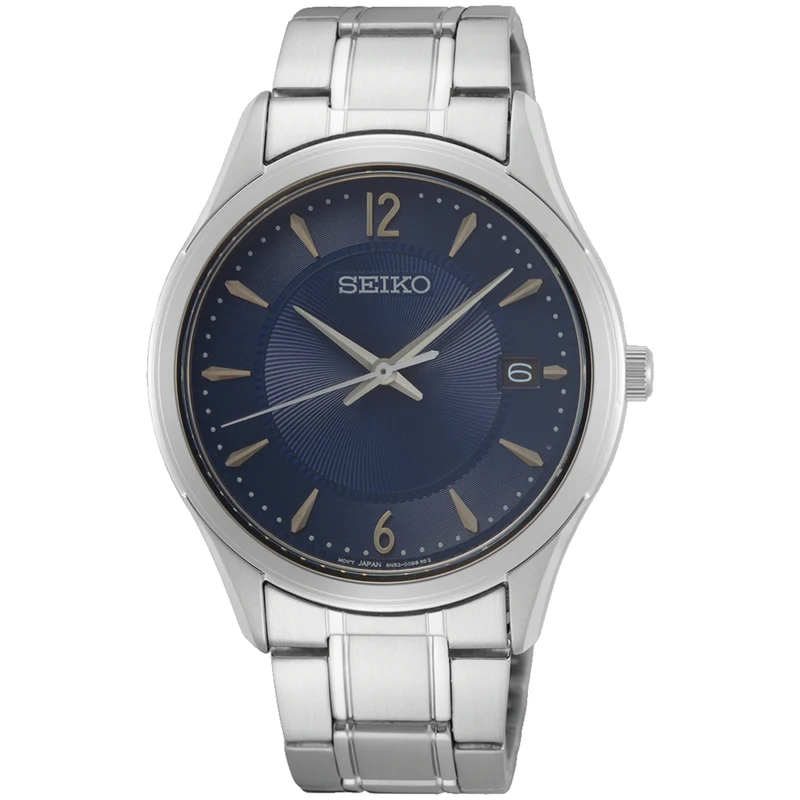 Seiko Essentials 39mm Blue Dial Steel Mens Quartz Watch SUR419P1