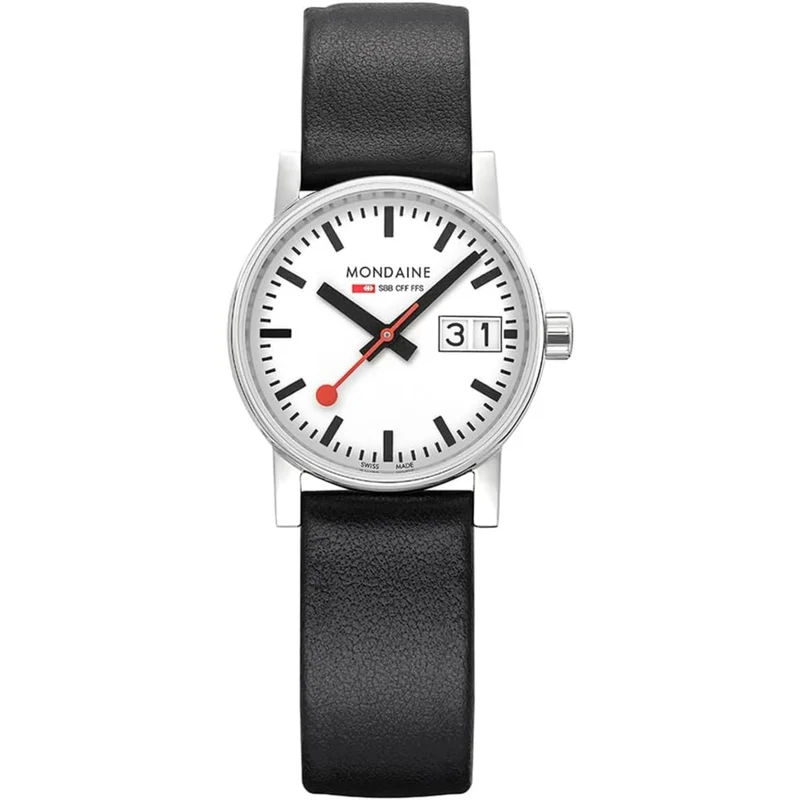 Mondaine Evo2 30mm White Dial Leather Ladies Quartz Watch MSE.30210.LBV