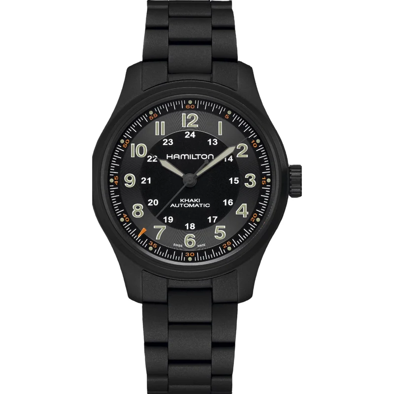Hamilton Khaki Field 42mm Black Dial Black PVD Titanium Mens Automatic Watch H70665130