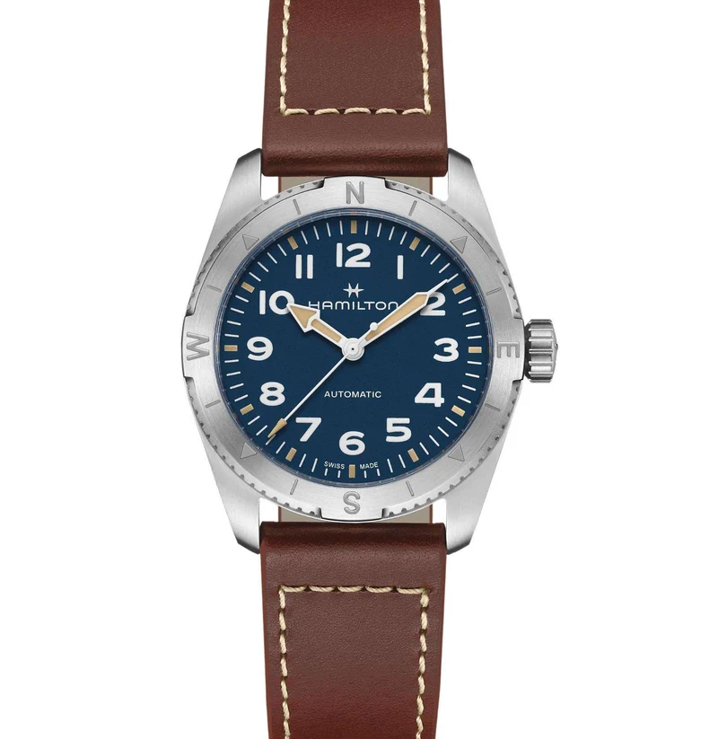 Hamilton Khaki Field 41mm Expedition Blue Dial Leather Mens Automatic Watch H70315540