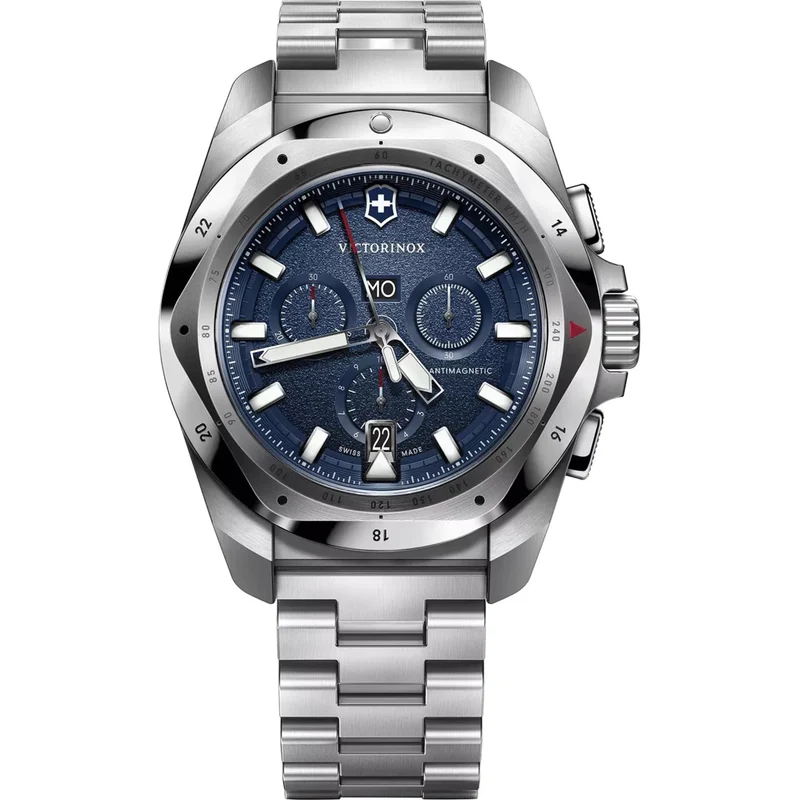 Victorinox I.N.O.X 43mm Chronograph Quartz Blue Dial Steel Mens Quartz Watch 241985