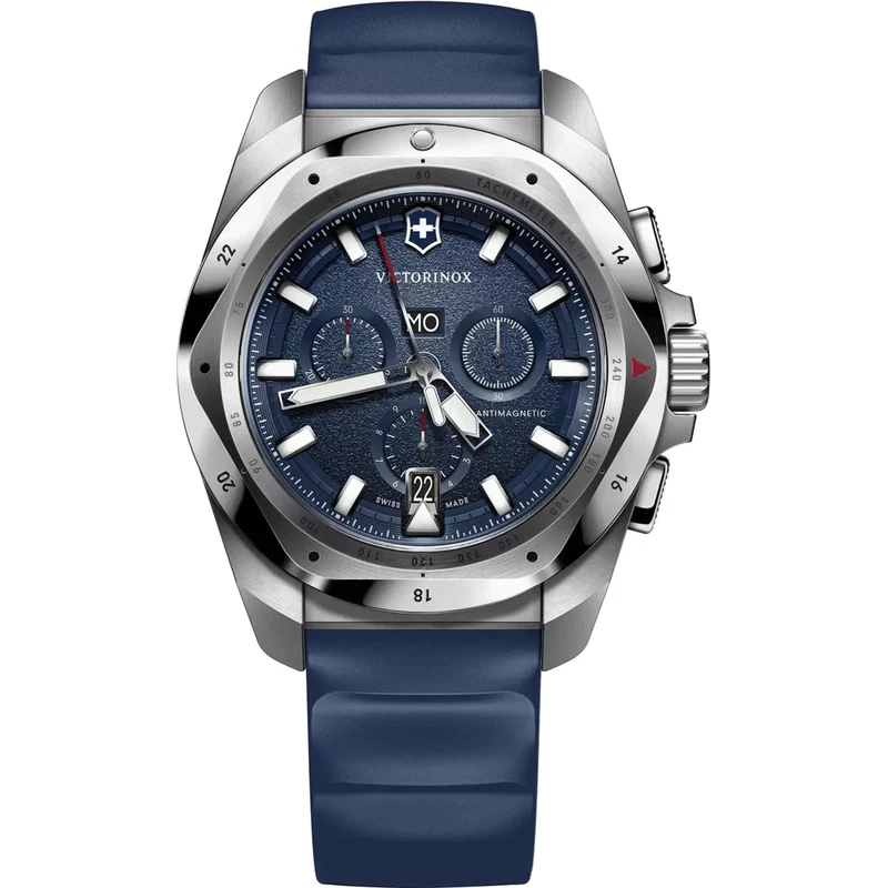 Victorinox I.N.O.X 43mm Chronograph Blue Dial Rubber Mens Quartz Watch 241984