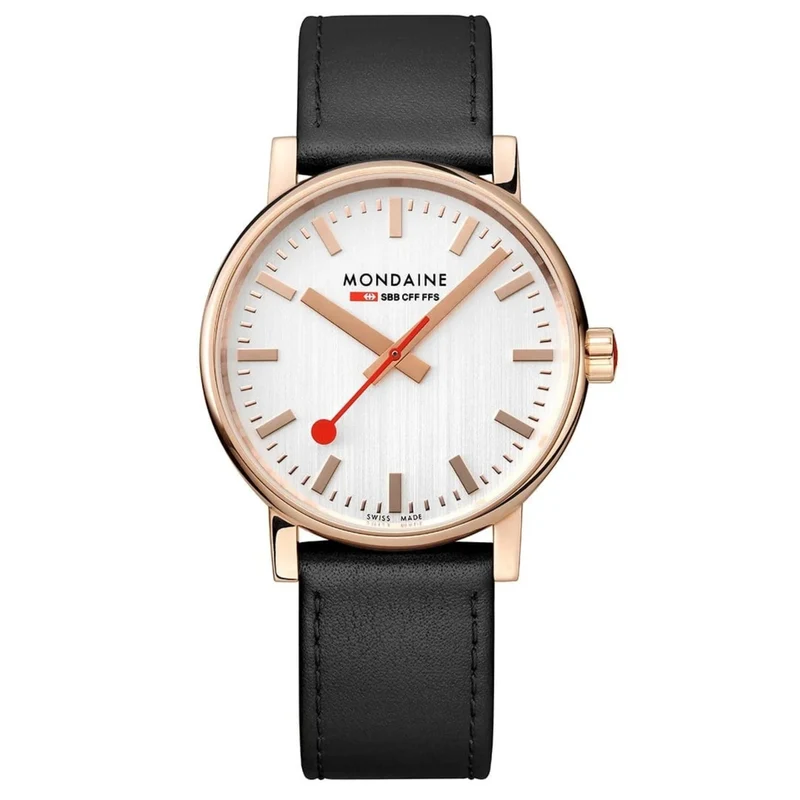 Mondaine Evo2 40mm White Dial Leather Quartz Watch MSE.40112.LB