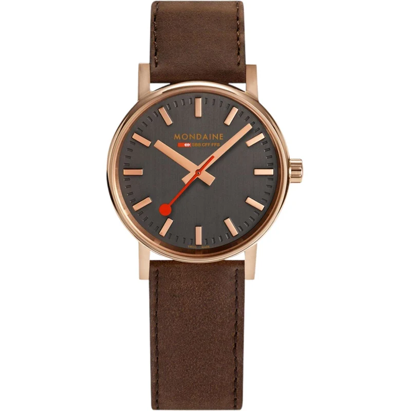 Mondaine EVO2 Quartz Grey Dial Leather Strap Watch MSE.30180.LG