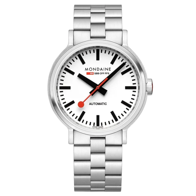 Mondaine The Original 41mm White Dial Steel Mens Automatic Watch MST.4161B.SJ