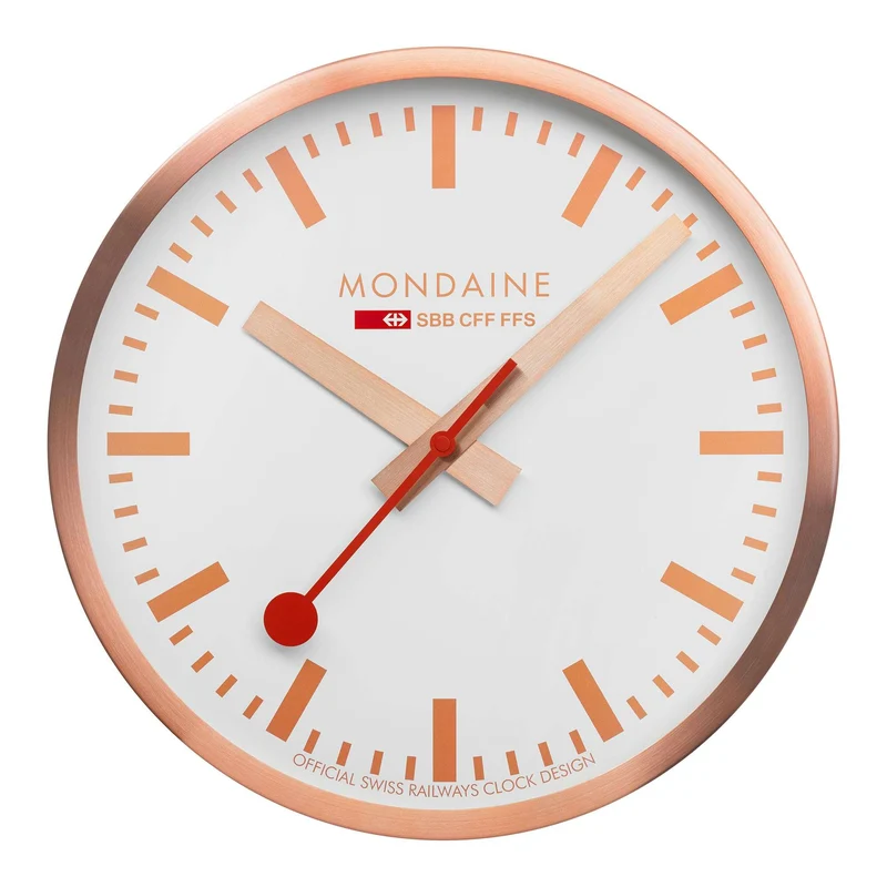 Mondaine 40cm White Face Copper Aluminium Case Quartz Wall Clock A995.CLOCK.17SBK